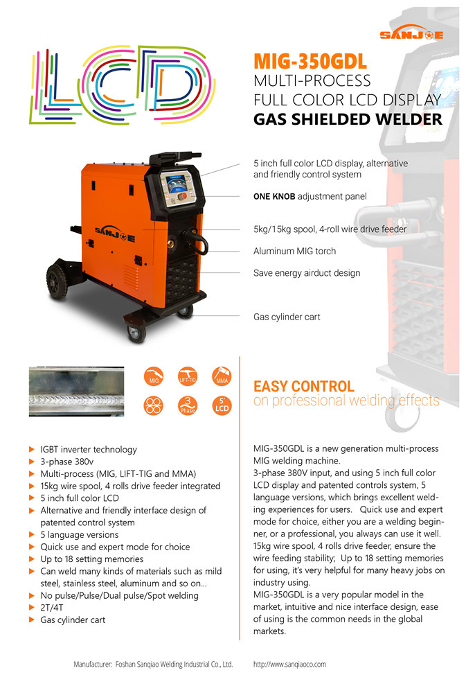 IGBT MIG LCD Welding Machine 5 Inch Cnc Synergy Multi Process 350A