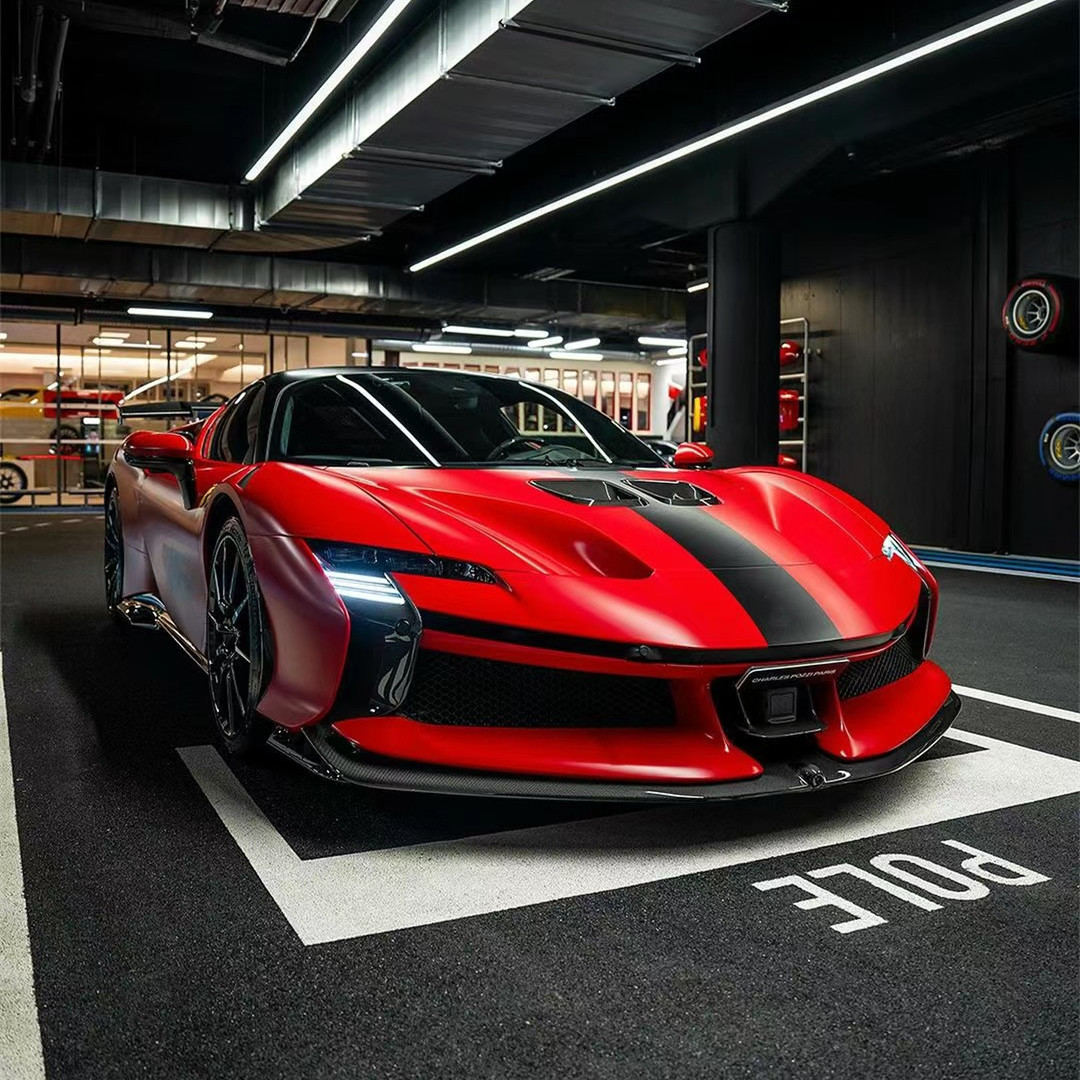 SF90FXX Ferrari SF90 Body Kit Front And Rear Car Bumper Side Skirt Hood Taillights