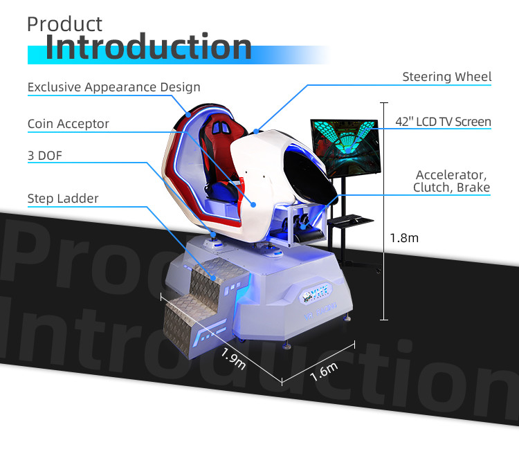 2.5KW Virtual Reality Motorcycle Simulator Water Park VR Car Racing Games