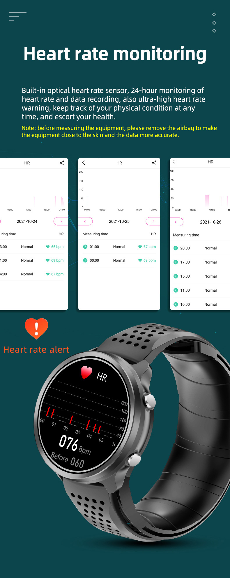 Air Pump Accurate ECG Blood Pressure Health Monitor Smart Watch P30 1.3 Inch For Healthcare