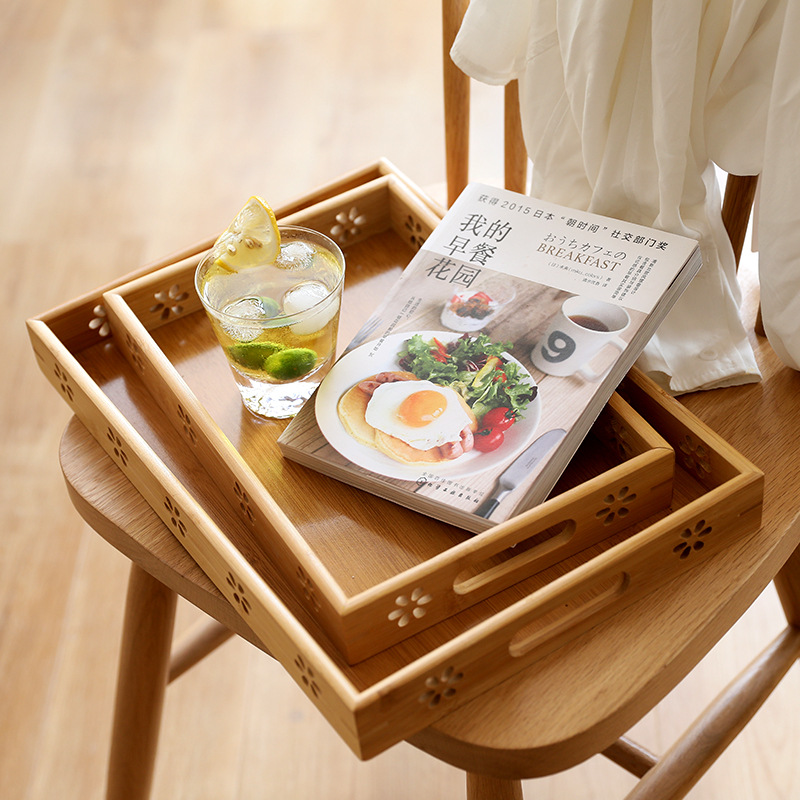 Customized Large Bamboo Platter Serving Dessert Rectangular Tray