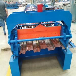 Quality Galvanized Steel Floor Deck Roll Forming Machine Blue 45# Steel Rollers Hydraulic Cutting wholesale