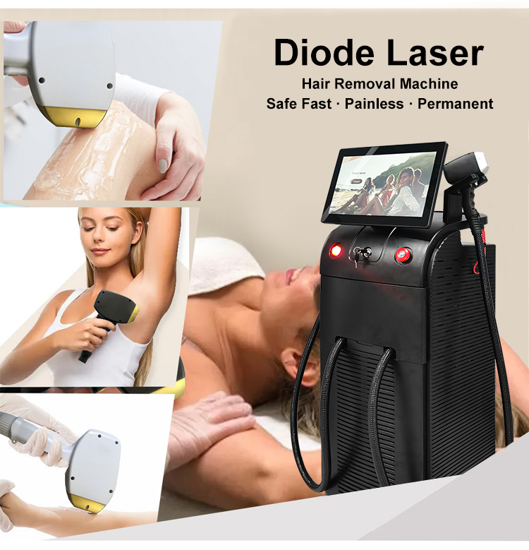 Vertical Professional Painless Lazer 808 nm Titanium Beauty Device Diode Laser Hair Removal Machine