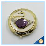 Shinny Gifts Elegant Swan Design Rhinestone Mirror Compact Mirror For Wedding