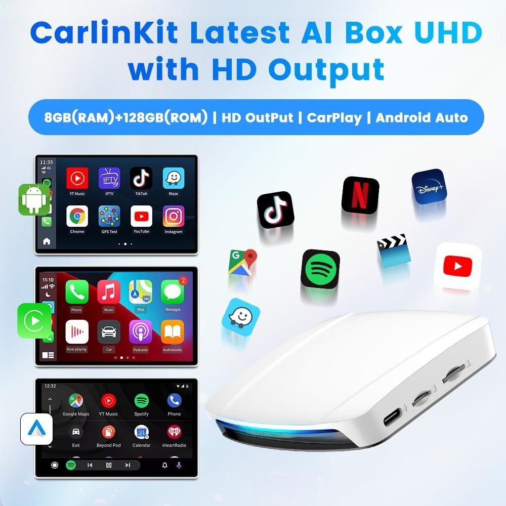 TBox UHD HDMI Wireless Ai Box 128Gb SM6225 Youtube Netflix Car Multimedia Play Carlink