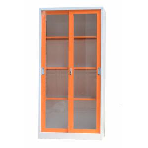 Quality H1850mm Metal Office Furniture Bookcase With 2 Glass Sliding Doors wholesale