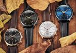316L Stainless Steel Chronograph Watch Quartz Movt Black Leather Strap