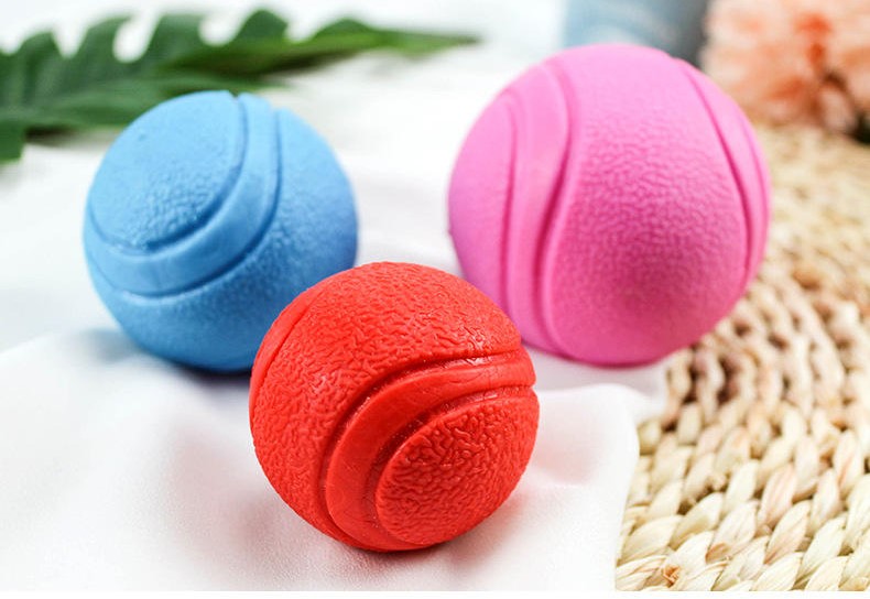 Dog Chew Toys Tpr Rubber Puppy Treat Toy Ball Feeding Ball For Pet in Light blue/yellow/red/dark blue/orange/green Colors