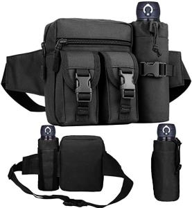 Quality Military Utility Waterproof Bum Bag Canvas Waist Pouch With Bottle Holder wholesale
