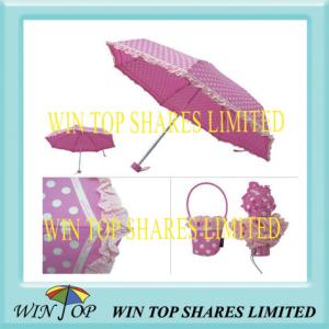 Quality 19.5&quot; 5 Fold Printed Umbrella with Lace wholesale
