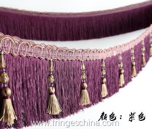 Quality Handmade fashionable chain beads lace tassels fringes for curtain/sofa/pillow/stage decoration wholesale