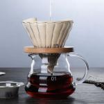 Home V Glass Pour over Coffee Maker Set with Bamboo Stand Dripper Country Design