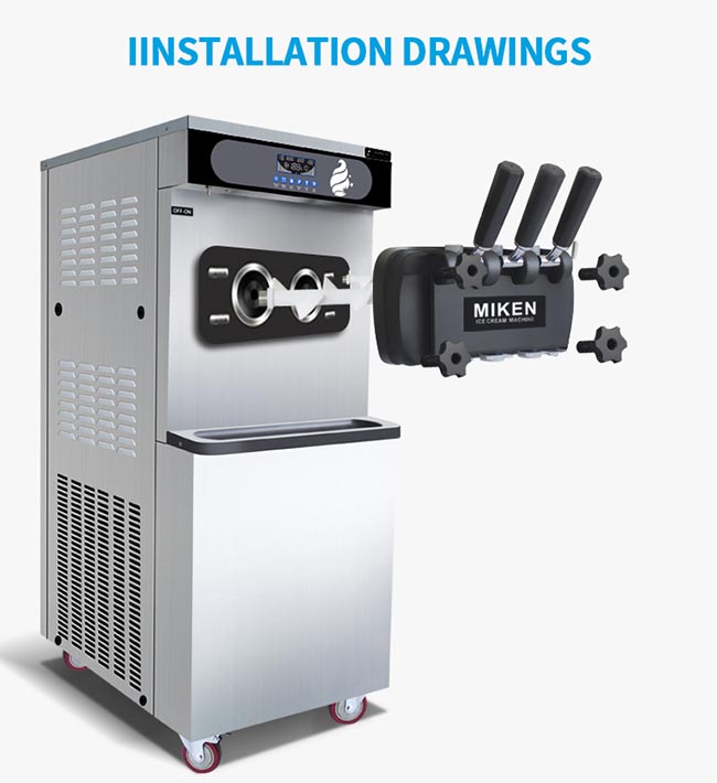 3 Flavors Stainless Steel Frozen Yogurt Machine / Vending Soft Ice Cream Machine