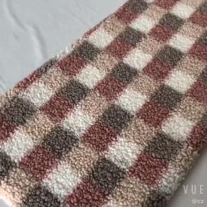 Quality Plaid Printed Sherpa Fleece Fabric 300gsm For Upholstery Hometextile Handbag wholesale