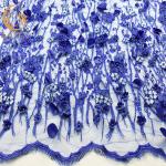 20% Polyester Wedding Lace Fabrics Decoration Floral Embroidered Mesh Fabric