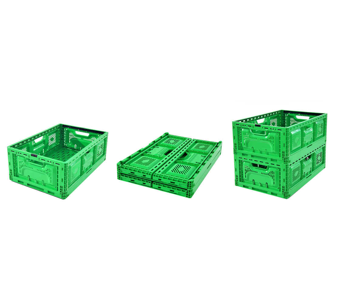 Stackable Plastic Folding Crates Supermarket Heavy Duty 23.6" X 15.7" X 9.0" 40L 32l