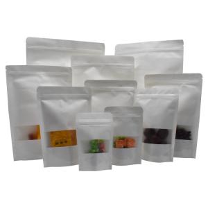 Quality White Frosted Window Zipper 700g Kraft Paper Pouches wholesale