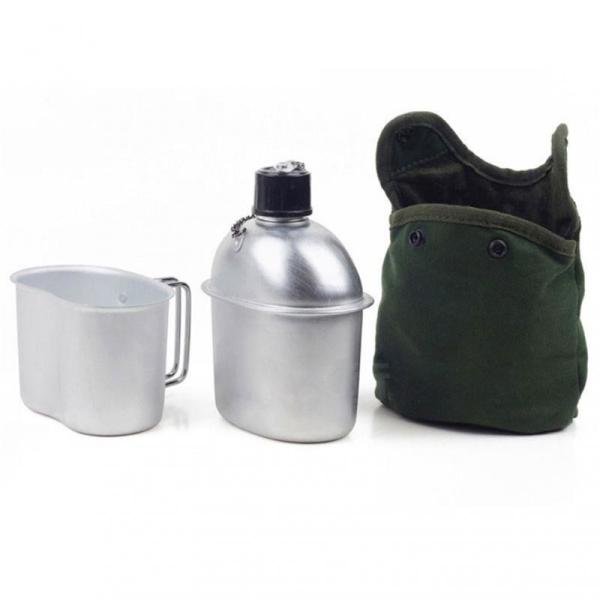 Mountaineering Hiking Multifunctional Military Canteen Kit Including Cups Bottle