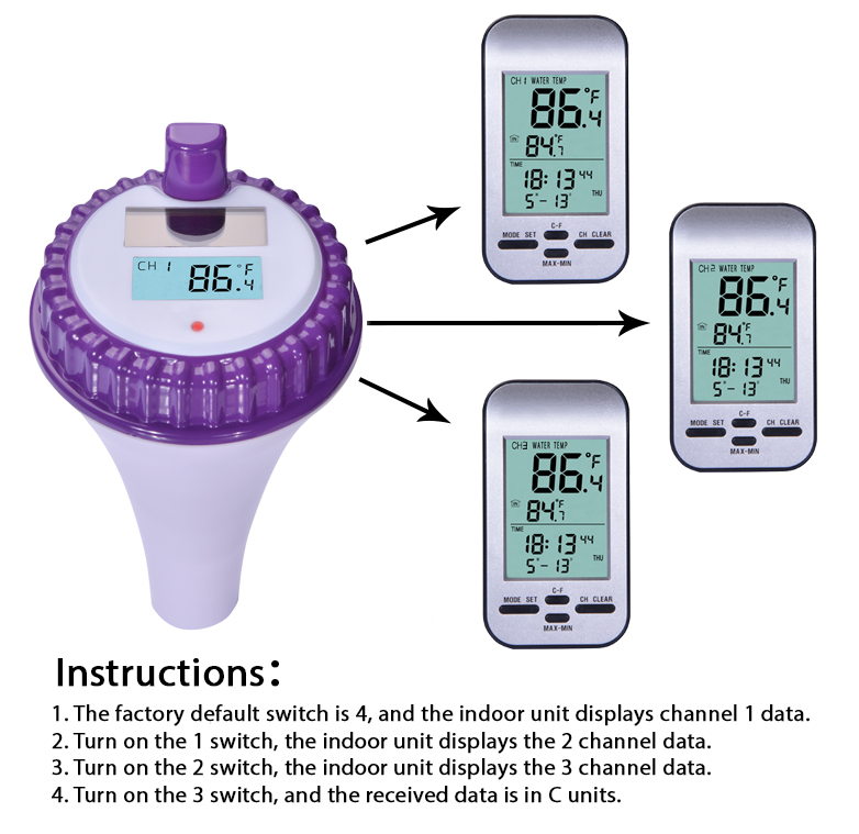 Wireless Solar Floating Water Thermometer For Elderly And Children Supply Voltage