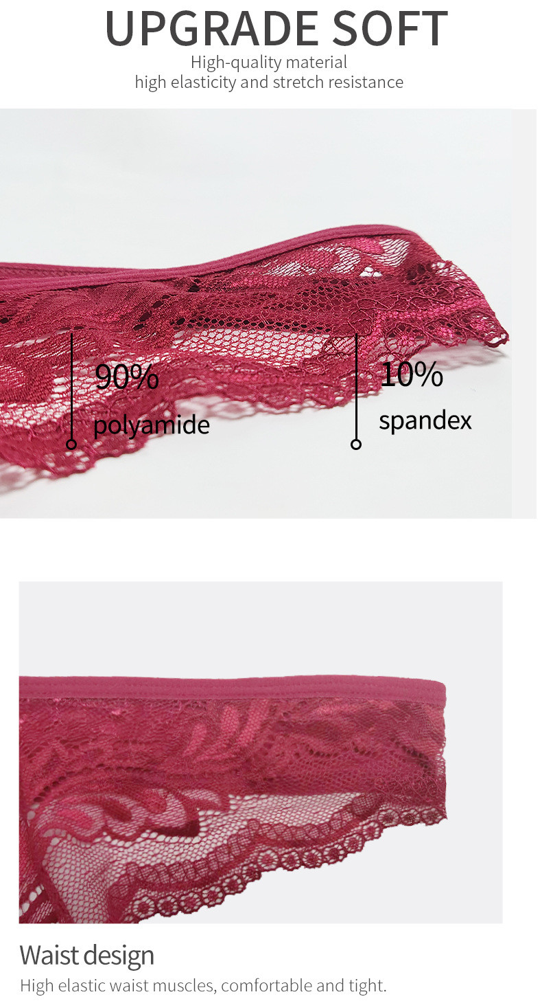 Sexy Low Rise Lace Panties Ultra Thin T Back Underwear Floral Lace Mesh Thong See Through Panties