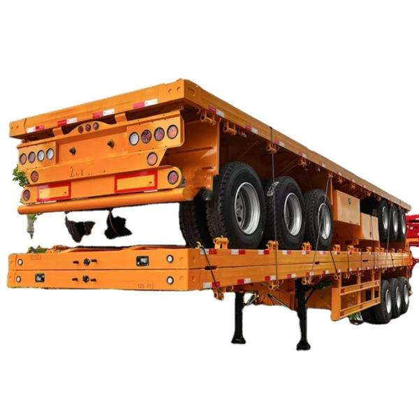 Cheap New And Used Tri-axle 40 Foot Flatbed Semi Trailer For Sale , Flat Bed Semi Trailer For Sale Factory Customization for sale