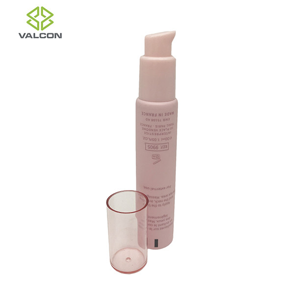 Pink Empty Lotion Tubes , Airless Cosmetic Tubes Pump Acrylic Cap Matte Varnish