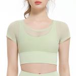 Mesh Short Sleeve 2 Piece Womens Sports Bra Running Leisure Yoga Bra