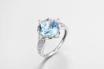 3.8g Blue Sapphire Stone Silver Ring Band AAA CZ For Womens