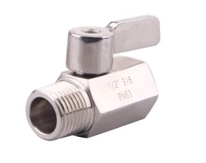 Quality 1/2&quot; Stainless Mini Ball Valve with Female x Male NPT Thread and Stainless Steel Handle wholesale