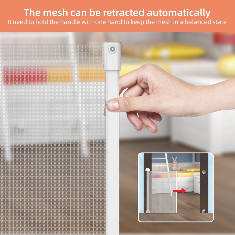 Retractable Baby And Pet Stair Mesh Safety Gate Kids Safety Barrier
