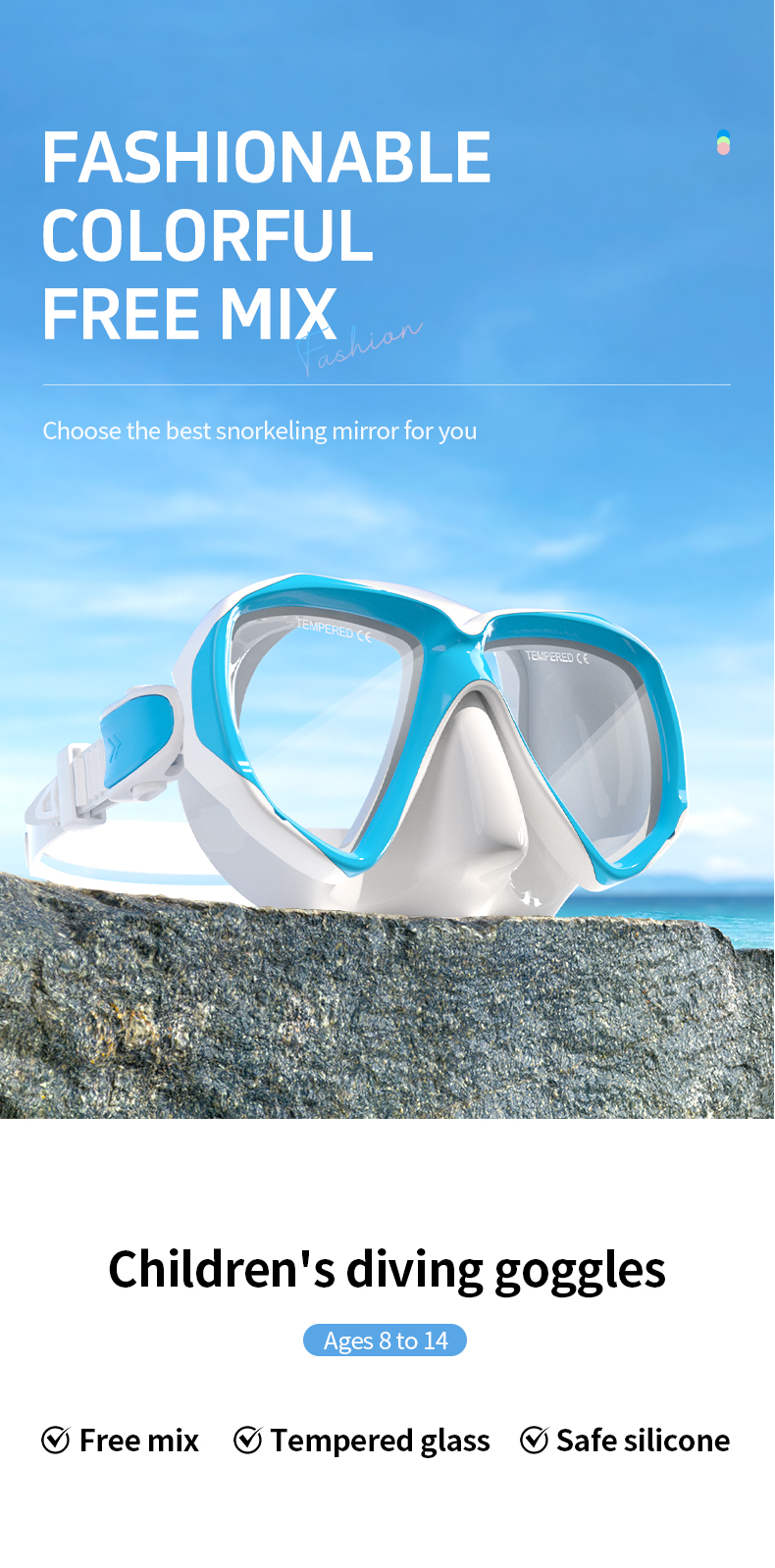 Kids Underwater Diving Equipment Full View Snorkel Mask For Glasses Wearers