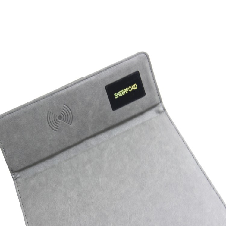 Customised Logo Wireless Charging Leather Mouse Pad Smart Multifunction
