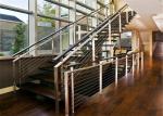 Straight Flight Glass Stair Railings Staircase Interior With Solid Wood Tread