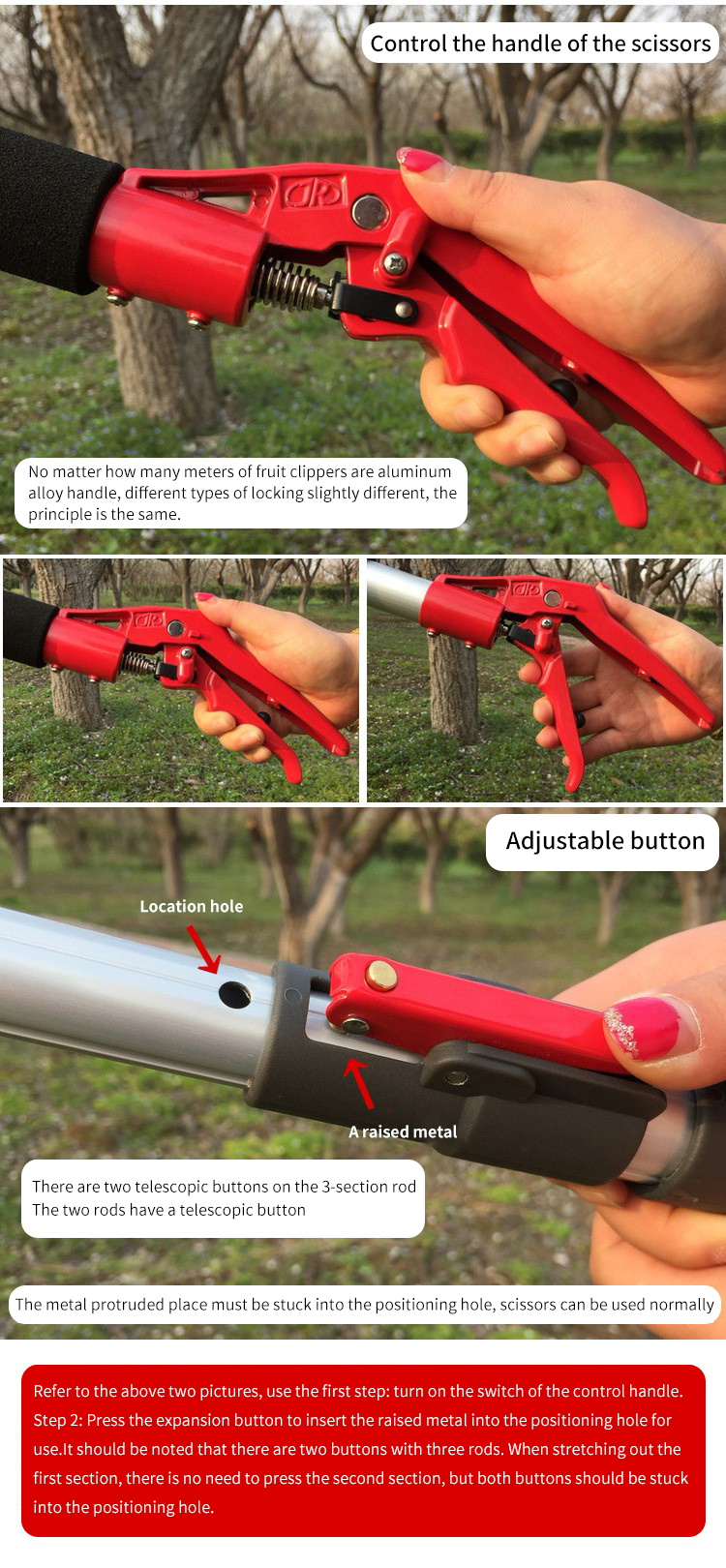 Telescopic Long Hand High Reach Tree Loppers Garden Trimming Scissors 350G