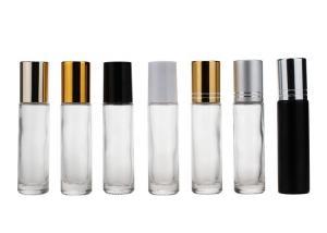Quality Perfume 10ml Clear Glass Roller Bottles With Gold Silver Aluminum Cap wholesale
