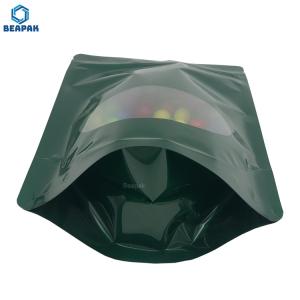 Quality Glossy Green Transparent Window 120 Micron Self Standing Pouches wholesale