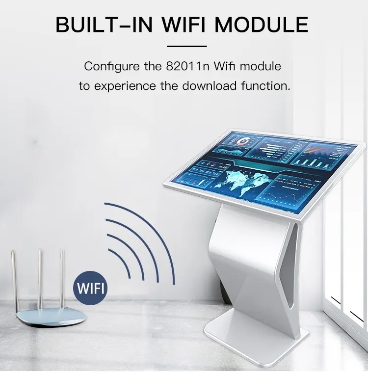 49'' Interactive Self Service Kiosk Exhibition Hall Android Windows 21.5 32 43 55''