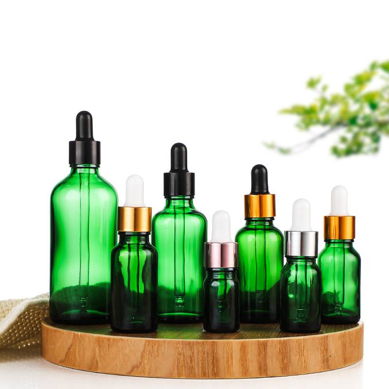 30-50ml Round Clear Dropper Glass Skin Care Oil Bottle with White Push Dropper Assembled Dropper