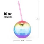 Party Decor 1970s Disco Ball Tumbler Cup Party Sipper Cups With Straw