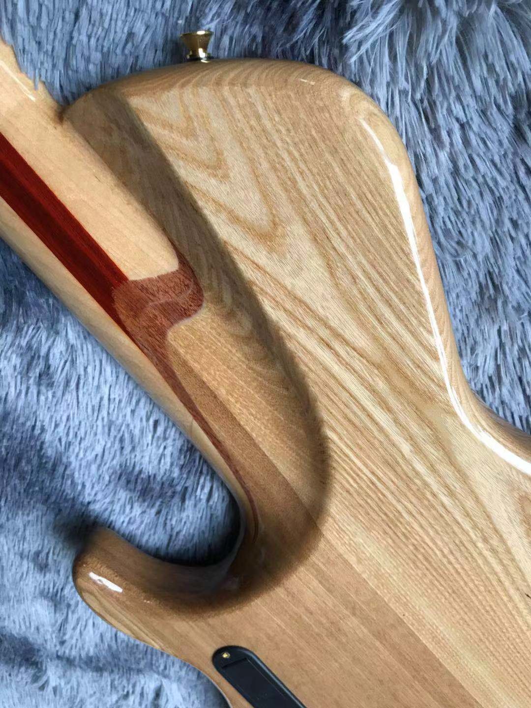 Custom Flamed Maple Top Neck Through Body 6 Strings 24 Frets Active Pickup Electric Bass Guitar