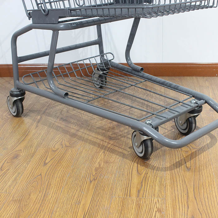 80L Galvanized Supermarket Trolleys Travellator Wheel Metal Shopping Trolley