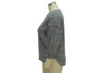 O Neck Loose Fit Ladies Casual T Shirts 3/4 Puff Sleeve Twisted MÉLange Rib