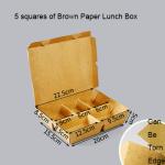 Disposable 5 Squares Wood Pulp Paper Lunch Box for Eco-friendly Fast Food