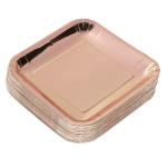 Square Rose Gold Disposable Dinner Plates For Wedding Anniversary