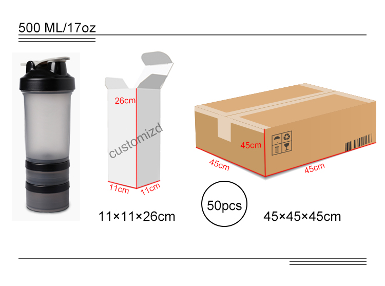 High Quality Bpa Free Plastic Shaker Water Bottle Tritan Fitness Gym Drinking Bottle