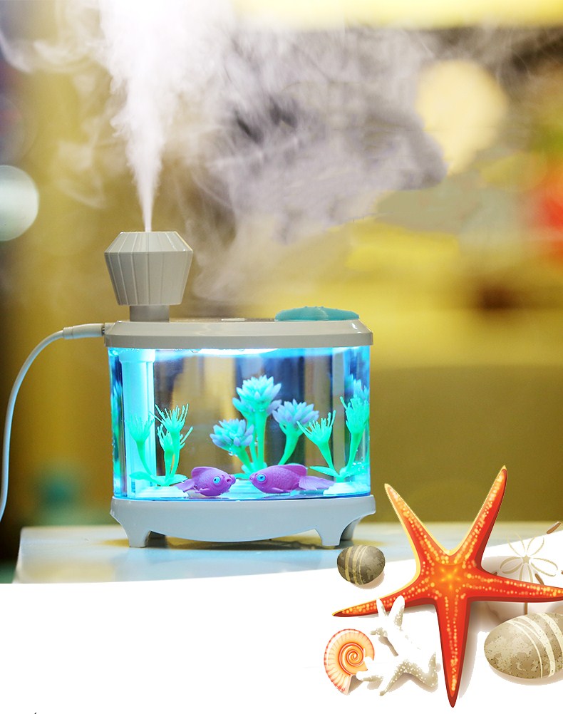New Arrival Upgrade Version Mini Fish Tank Humidifier USB Anion Soothing Colorful Light Humidifier