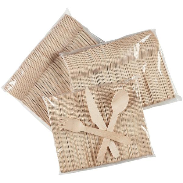 Cheap Custom Disposable Wooden Kitchen Spoon Knife Fork Set Wooden Flatware Set for sale
