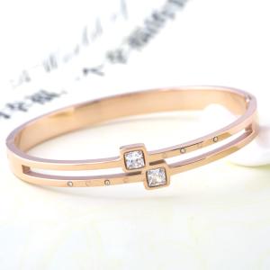 Quality Elegant Jewelry Fashion Women Stainless Steel Diamond Gold Plated Bangle wholesale