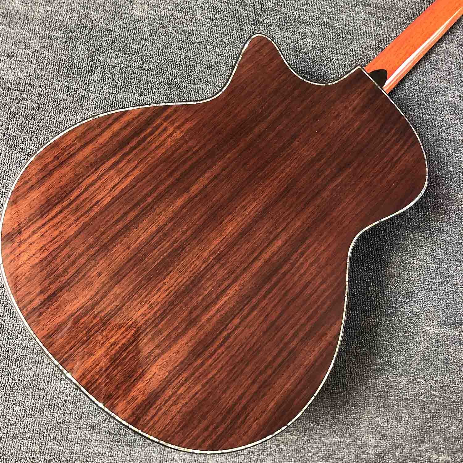 Ebony Fingerboard 41 Inch Acoustic Electric Guitar with Arm Rest Real Abalone AAAA Solid Spruce Top Cutaway Acoustic Gui