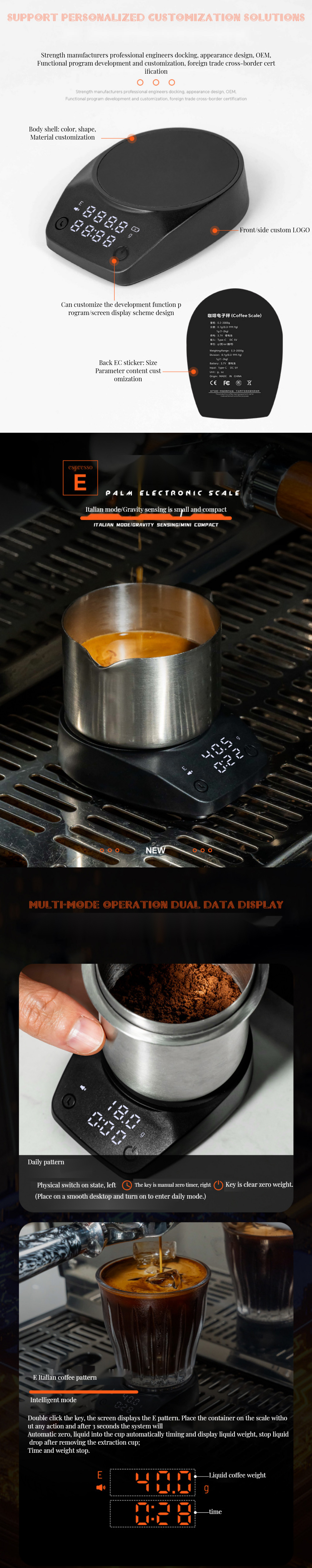 Accurate Measurements Kitchen Coffee Scale with Timer Type-C Charging Stocked Feature
